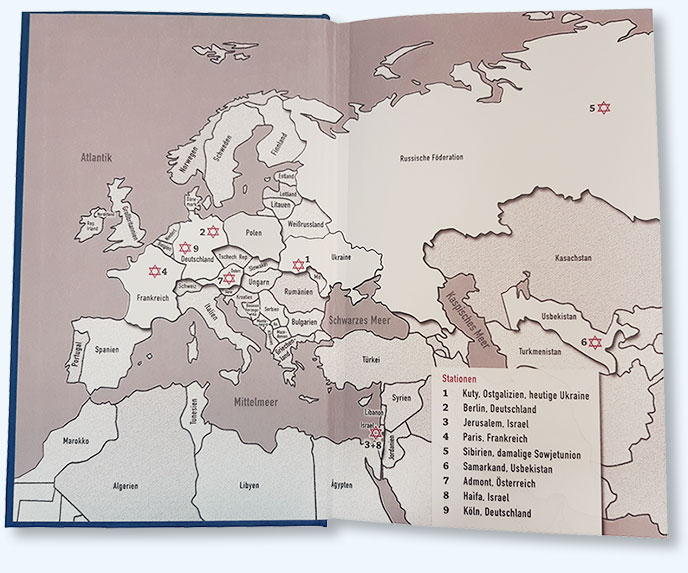 Karte für den Vorsatz des Buches Joseph Melzer: Ich habe neun Leben gelebt, erhältlich beim Westend Verlag